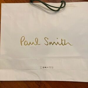 Paul Smith Large White Shopping Bag with Green Handle